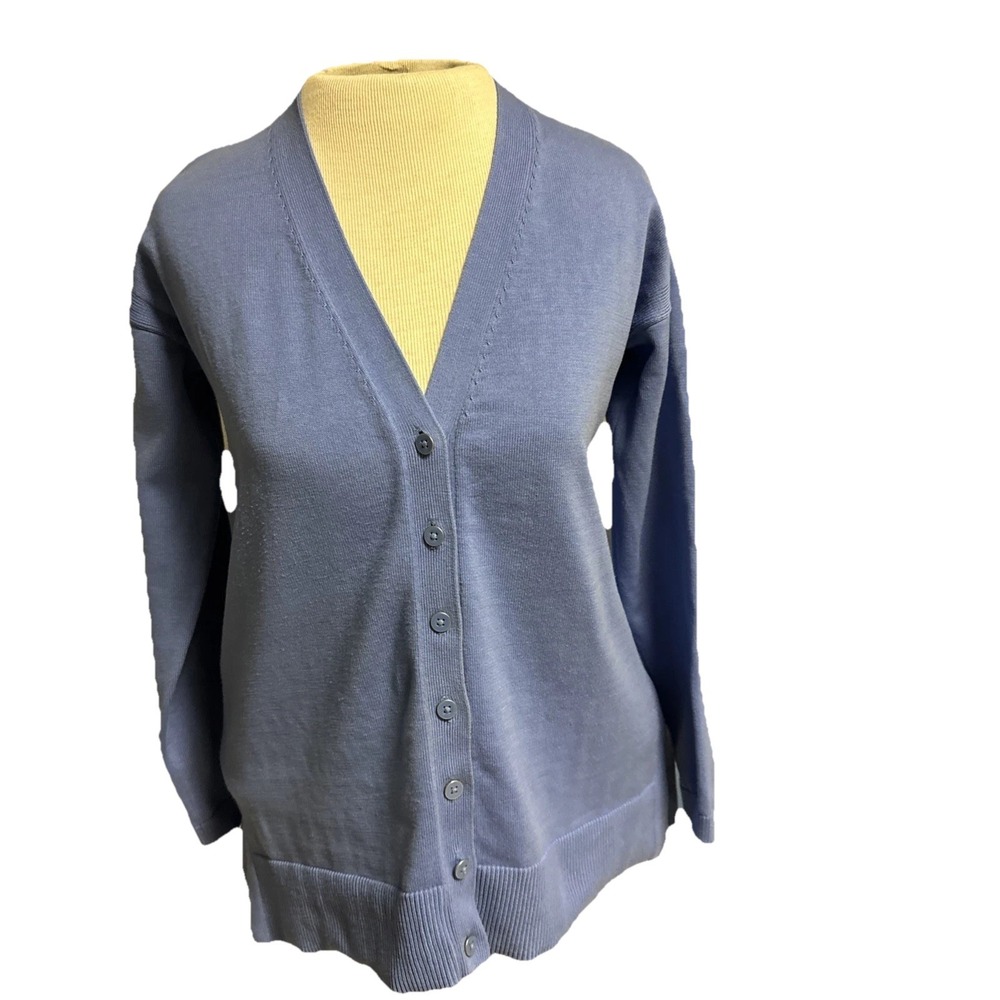 Talbots Petites Women's Cardigan Sweater Size SP Long Sleeves Open Front Blue